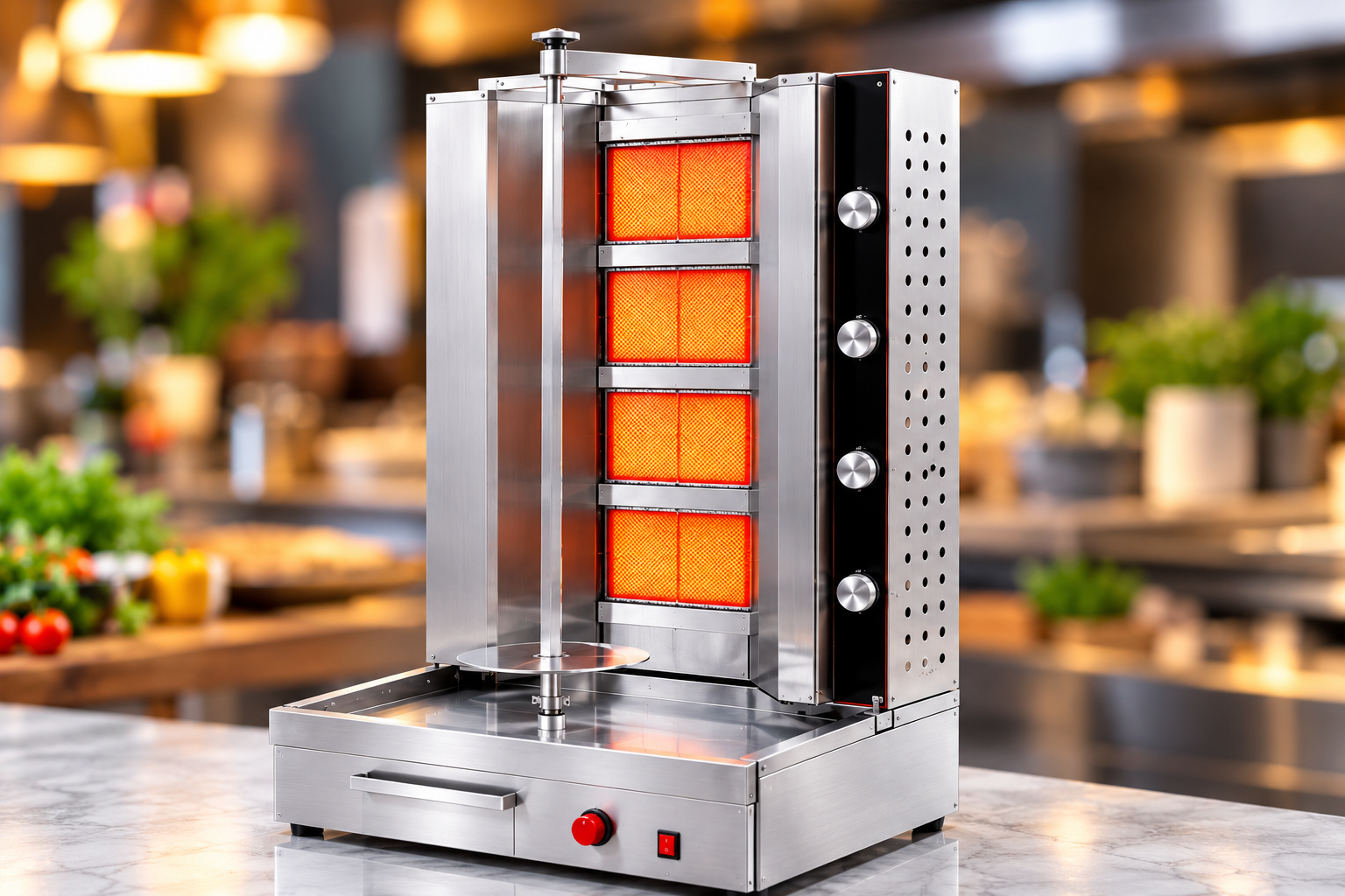 4-Burner Commercial Gas Shawarma Machine